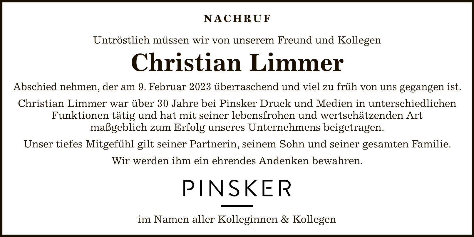 Nachruf Christian Limmer